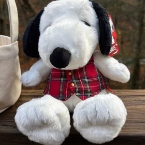 Aurora Peanuts Snoopy Plush – 11” Snoopy with Plaid Vest – NWT